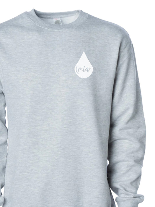 Blood Drop: MLA on Athletic grey sweatshirt