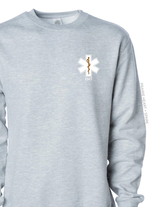 EMS Star: Copper rod with EMT on Athletic Grey sweatshirt