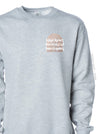 Kind Fierce Brave: Copper arch on Athletic Grey sweatshirt