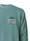 Kind Fierce Brave: Black arch on Alpine Green sweatshirt