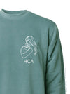 Mom + Baby: on Alpine Green sweatshirt with customized credentials