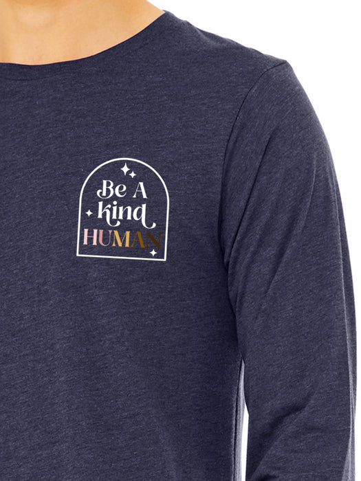 Be A Kind Human - Heather Navy long sleeve