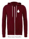 Blood Drop: Maroon zip up hoodie