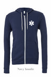 EMS Star: Black rod on a Navy hoodie