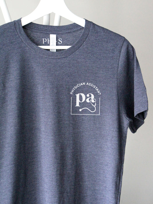 Cred Arch "PA" on Heather Navy short sleeve tee