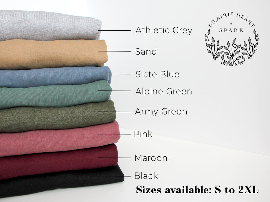 Sweatshirt colour chart