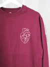 The Organs: Heart on Maroon sweatshirt