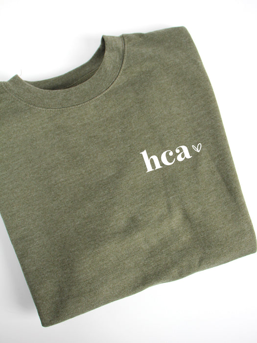 Allied Heart: HCA on Army Green sweatshirt