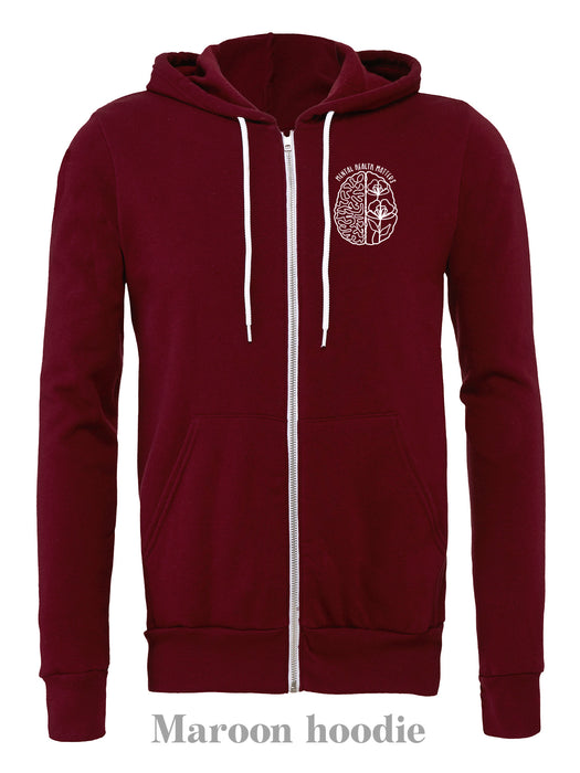 MHM Mind: Maroon zip up hoodie