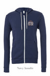 Kind Fierce Brave: Copper arch for Navy hoodie