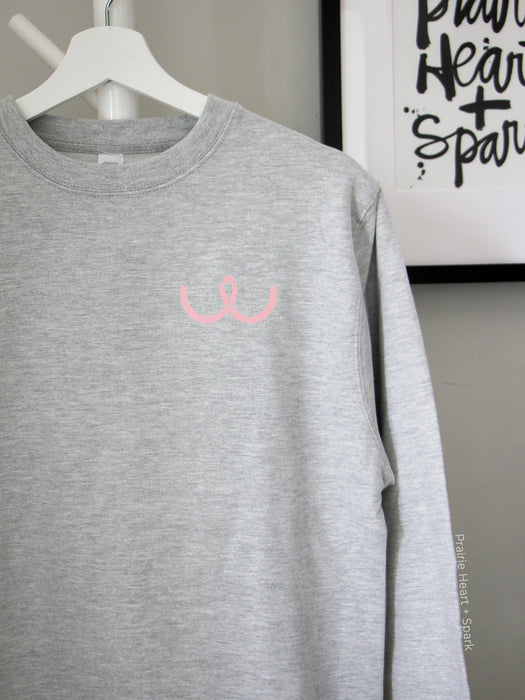 Rose Gold (mock up) 'Breast Cancer ribbon' on Athletic Grey sweatshirt