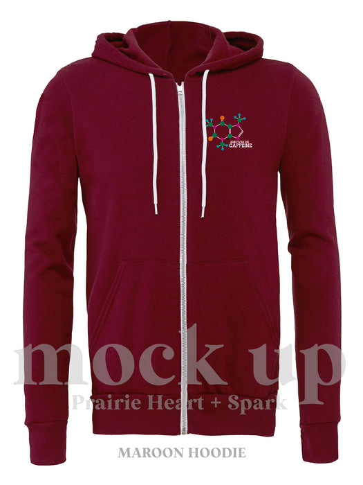 Caffeine Molecule on a Maroon hoodie