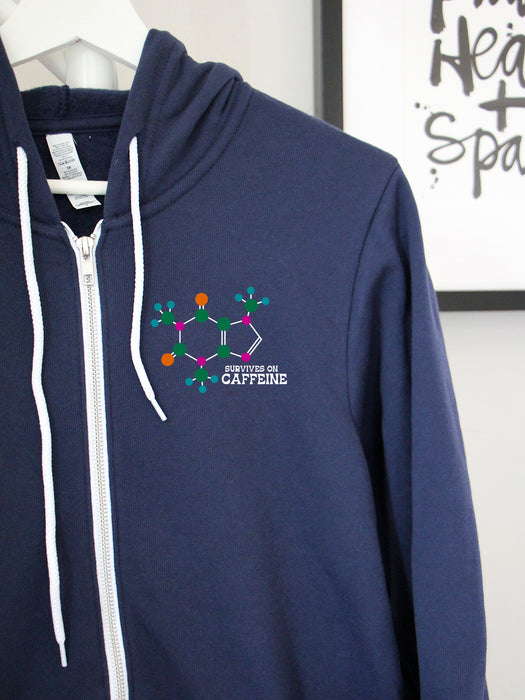 Caffeine Molecule on a Navy hoodie