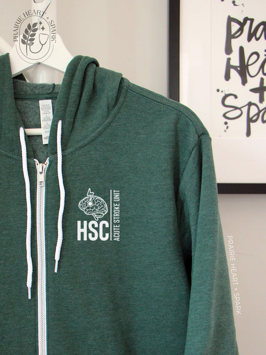 PH+S: HSC Acute Stroke Unit - Heather Forest fleece zip-up hoodie