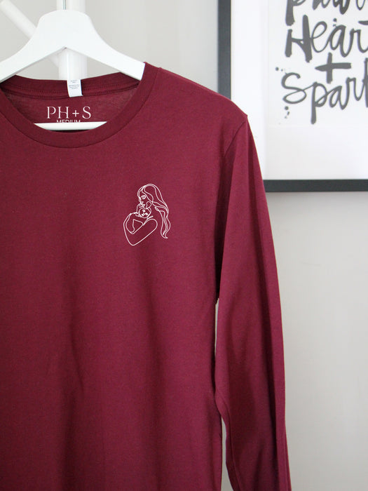 Mom + Baby on Maroon long sleeve