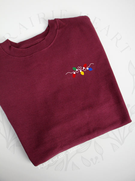 Holiday Lights - Maroon sweatshirt