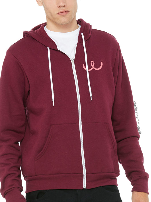 Rose gold (mock up) 'Breast Cancer ribbon' on a Maroon hoodie