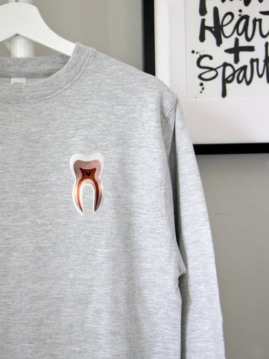 Tooth Anatomy on Athletic Grey sweatshirt