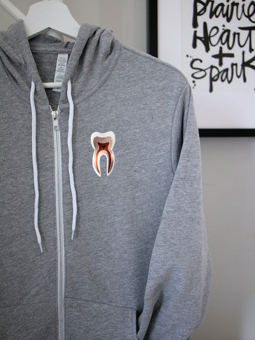 Tooth Anatomy on a Athletic Grey hoodie