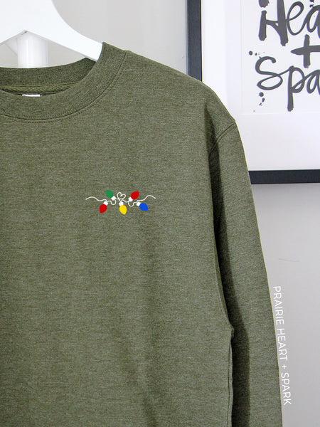 Holiday Lights - Army Green sweatshirt