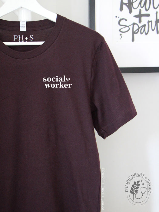 Allied Heart: Social Worker on Burgundy Black short sleeve tee