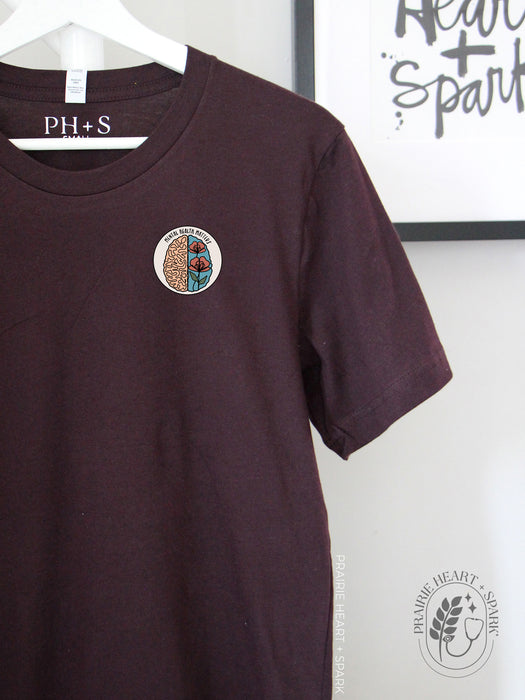 Mental Health Mind - Burgundy Black short sleeve tee