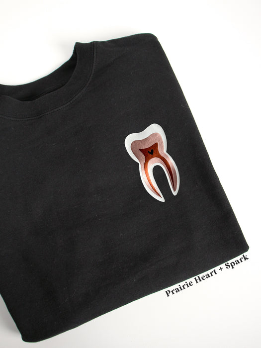 Tooth Anatomy on a Black sweatshirt