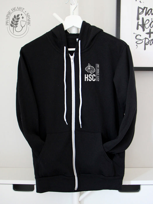 PH+S: HSC Acute Stroke Unit - Black fleece zip up hoodie