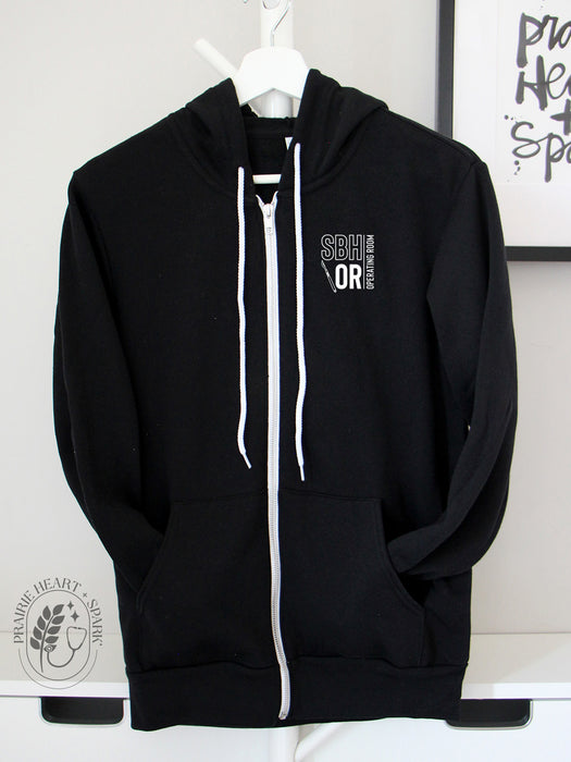 PH+S: St. Boniface Hospital O.R. - Black zip up hoodie