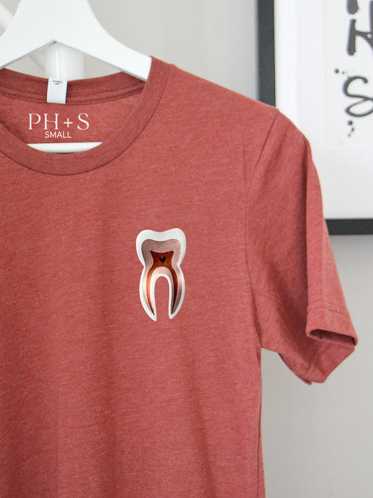 Tooth Anatomy on Heather Clay tee