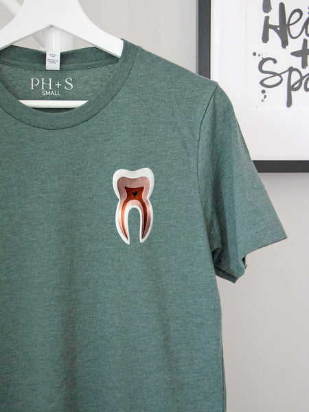 Tooth Anatomy on Heather Forest tee