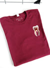 Tooth Anatomy on a Maroon long sleeve shirt