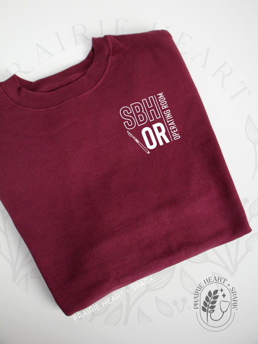 PH+S: St. Boniface Hospital O.R. - Maroon sweatshirt