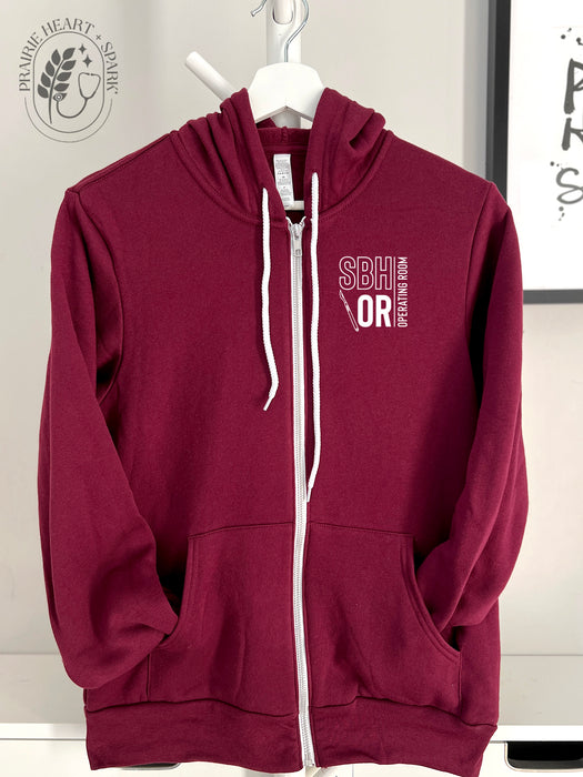 PH+S: St. Boniface O.R. - Maroon zip up hoodie