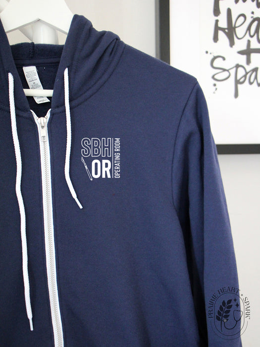 PH+S: St. Boniface Hospital O.R. - Navy zip up hoodie