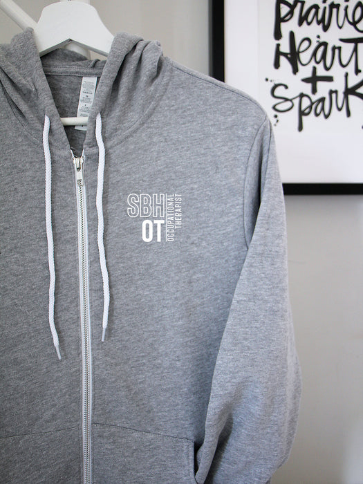 SBH OT Block on Athletic Grey zip up hoodie