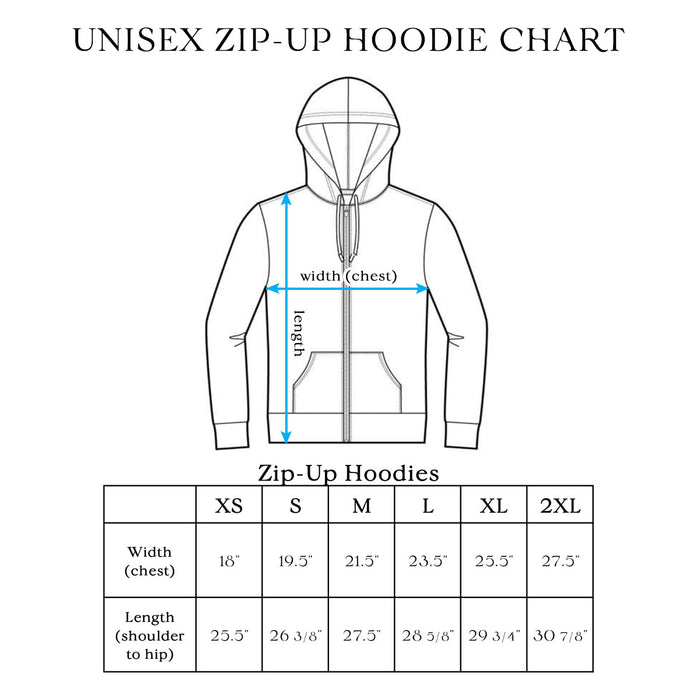 Unisex Zip Up Hoodie chart