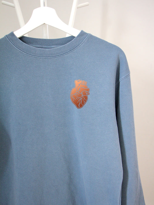 HEART-ology: Copper heart on Slate Blue sweatshirt