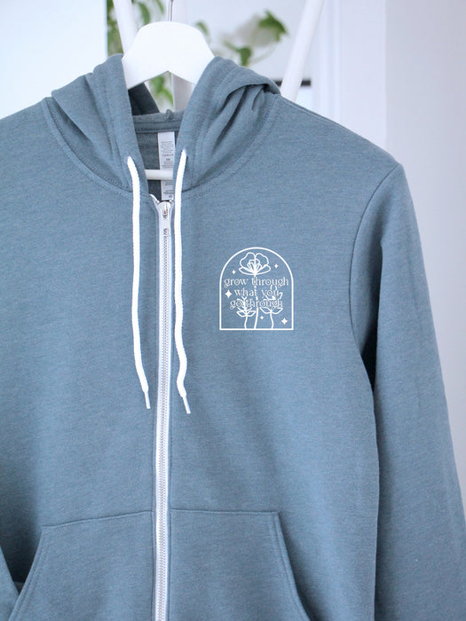 Grow Through What You Go Through (Arch) - Heather Slate hoodie