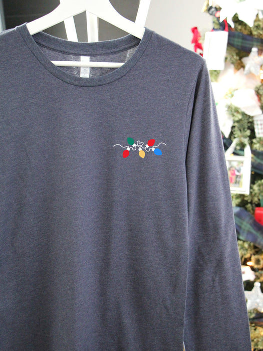 Holiday Lights - Heather Navy long sleeve