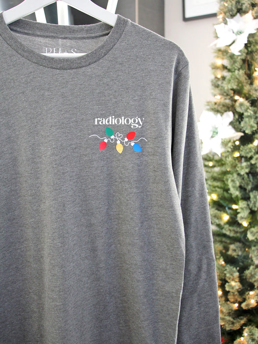 Holiday Lights - Athletic Grey long sleeve with custom "radiology"