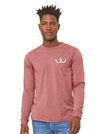 White 'Breast Cancer ribbon' on Mauve long sleeve