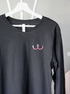 Rose Gold (mock up) 'Breast Cancer ribbon' on Black long sleeve