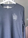 GI - on a heather navy long sleeve tee