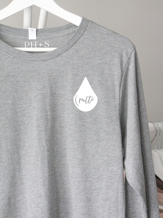 Blood Drop with MLT designation on Athletic Grey long sleeve