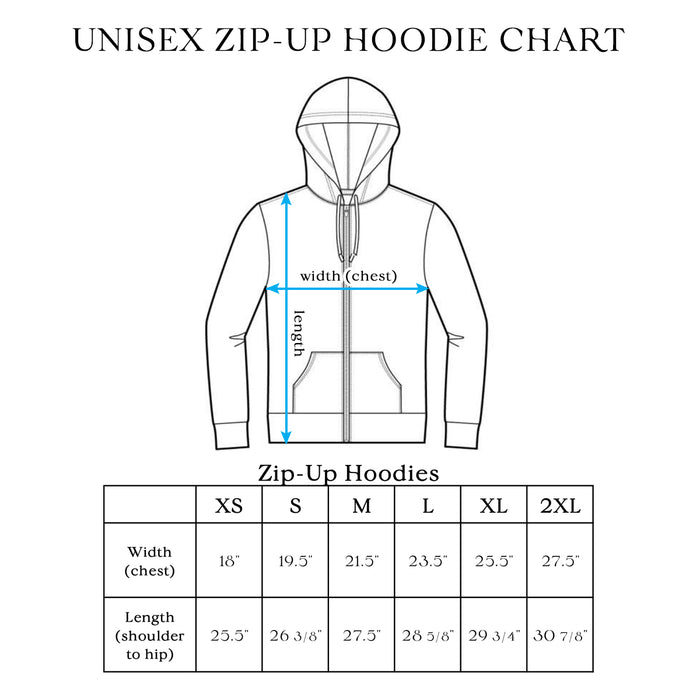 Unisex Zip Up Hoodie chart